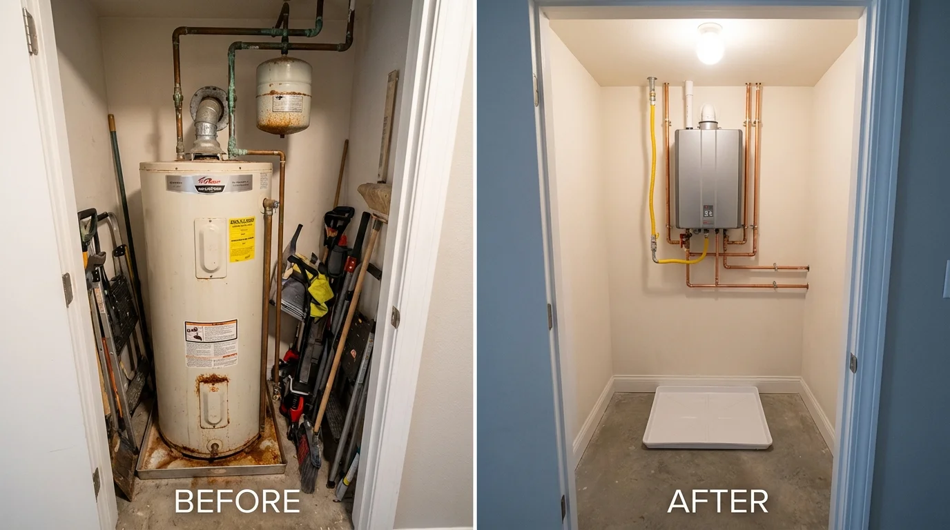 Tank water heater versus wall-mounted tankless unit comparison for Warren, MN homeowners